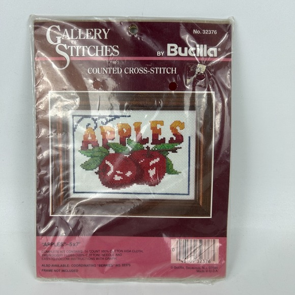 Bucilla 32376 Gallery of Stitches Apples Counted Cross Stitch‎ Kit 100% Cotton - Picture 1 of 6